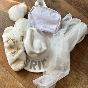 White and Gold Bride Accessories Set